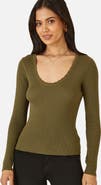 Yumi Metallic Knitted Ribbed Top
