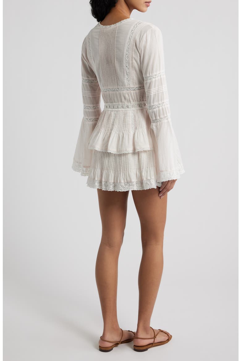 Kinsale Lace Trim Long Sleeve Minidress, Alternate, color, PINK