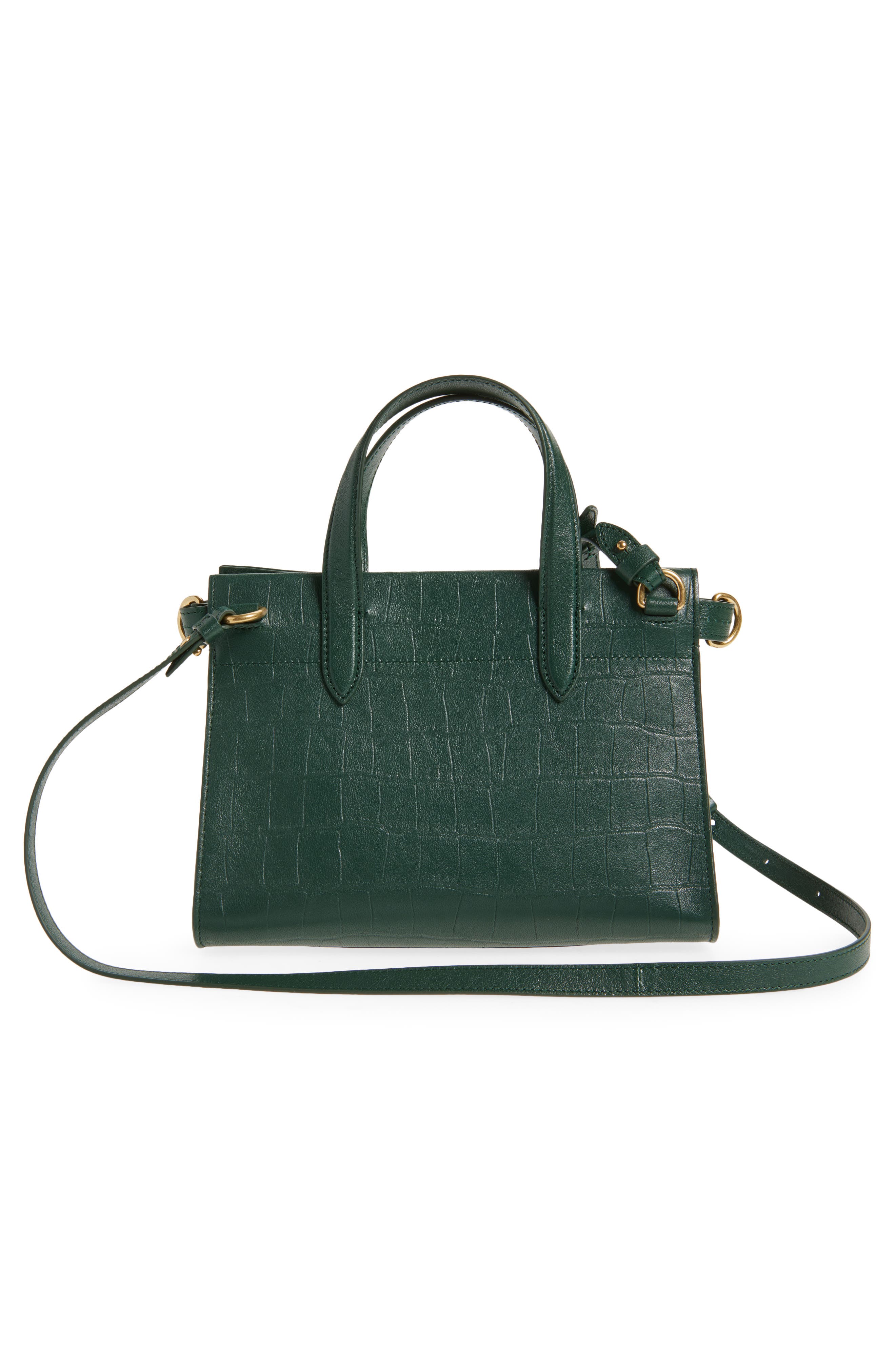 Burberry Mini Cotswolds Croc Embossed Leather Tote, Alternate, color, Ivy