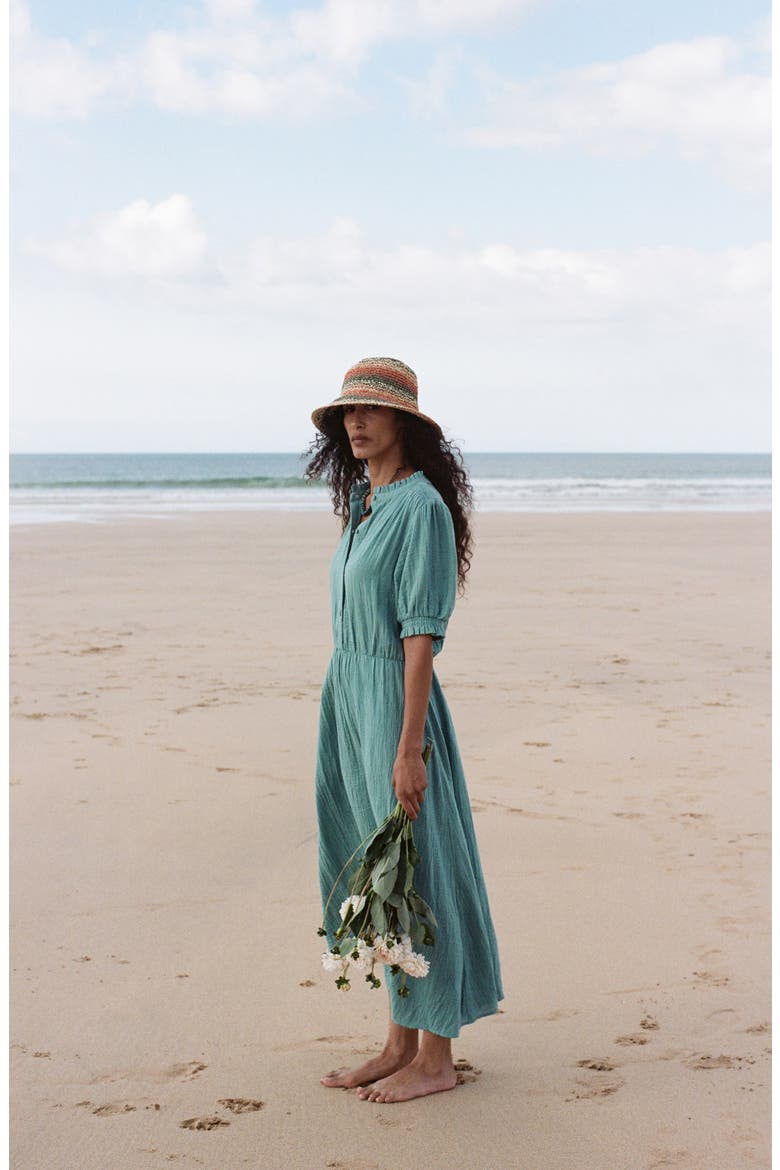 Shore Path Organic Cotton Gauze Midi Dress, Alternate, color, SARDINE