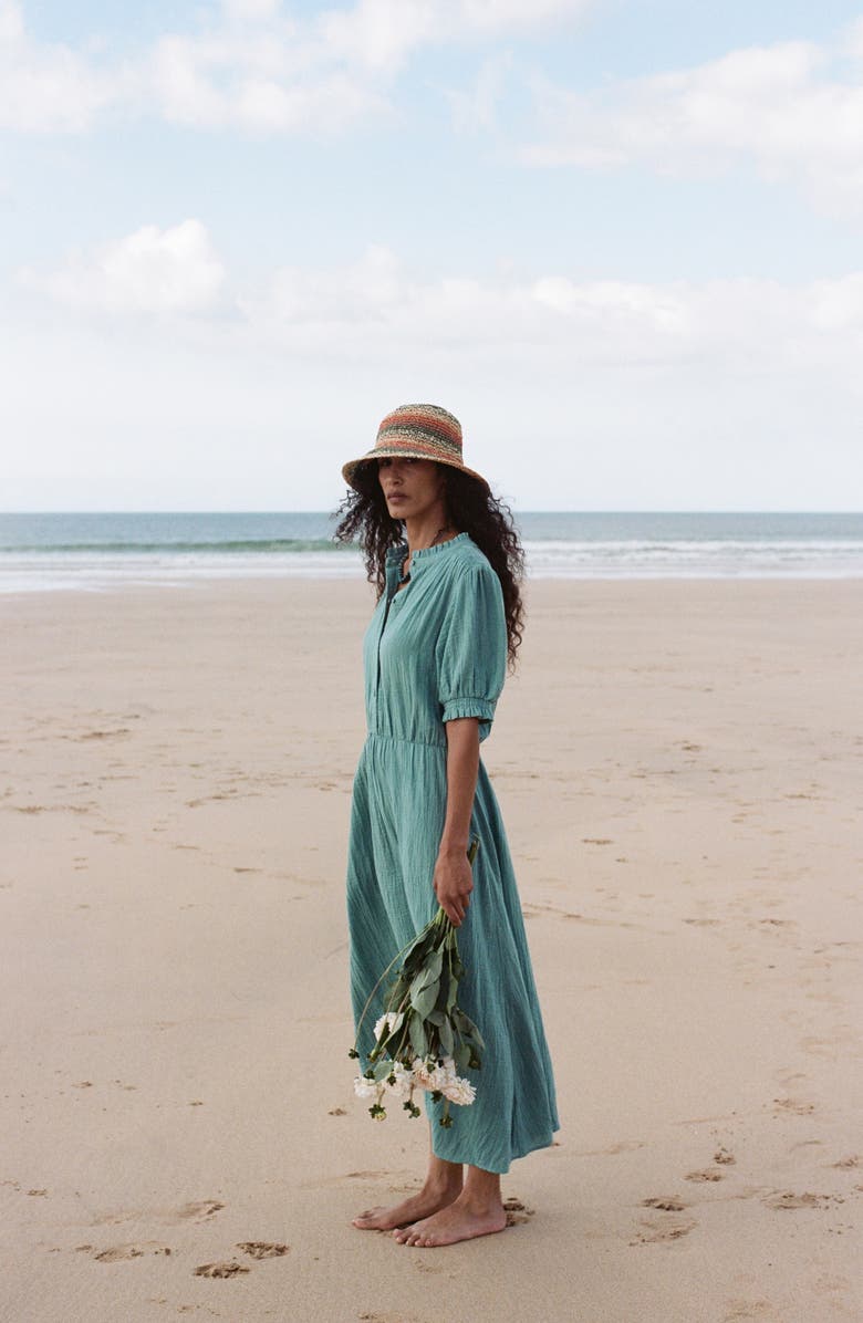 Seasalt Cornwall Shore Path Organic Cotton Gauze Midi Dress, Alternate, color, Sardine