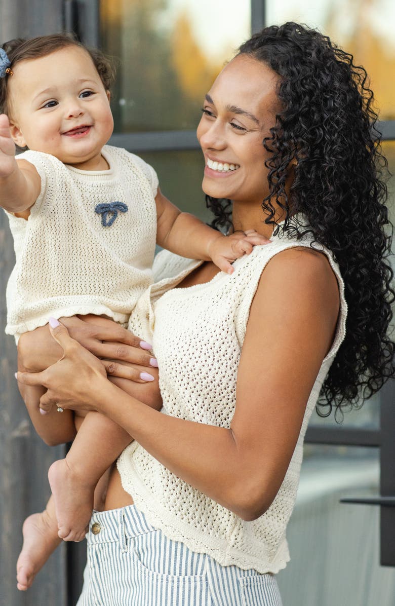 Rylee + Cru Scallop Knit Top & Bloomers Set, Alternate, color, Natural