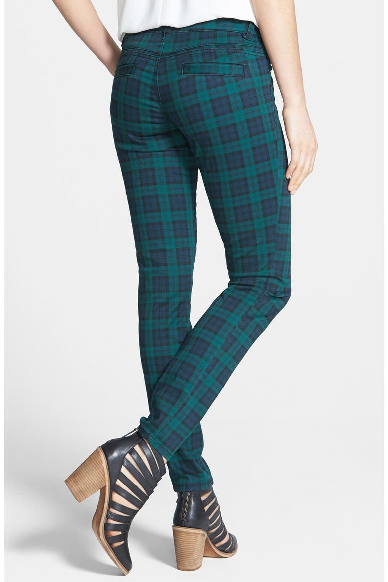 Plaid Skinny Pants, Alternate, color, BLUE