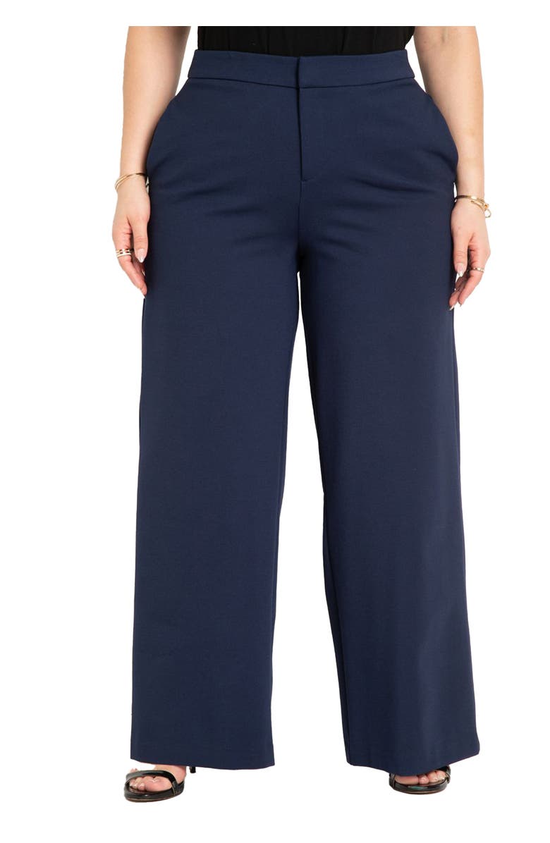 ELOQUII The Ultimate Stretch Wide Leg Work Pant, Main, color, Maritime Blue