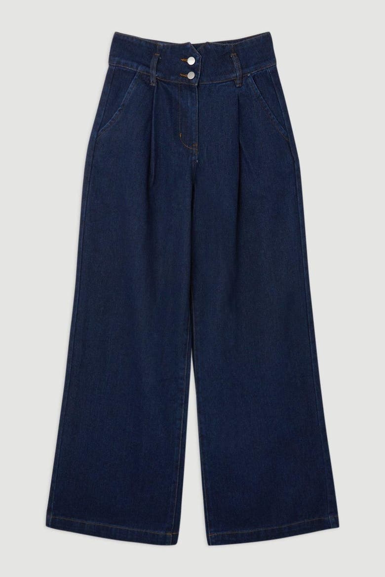 Petite Denim Wide Leg Jeans, Alternate, color, Indigo