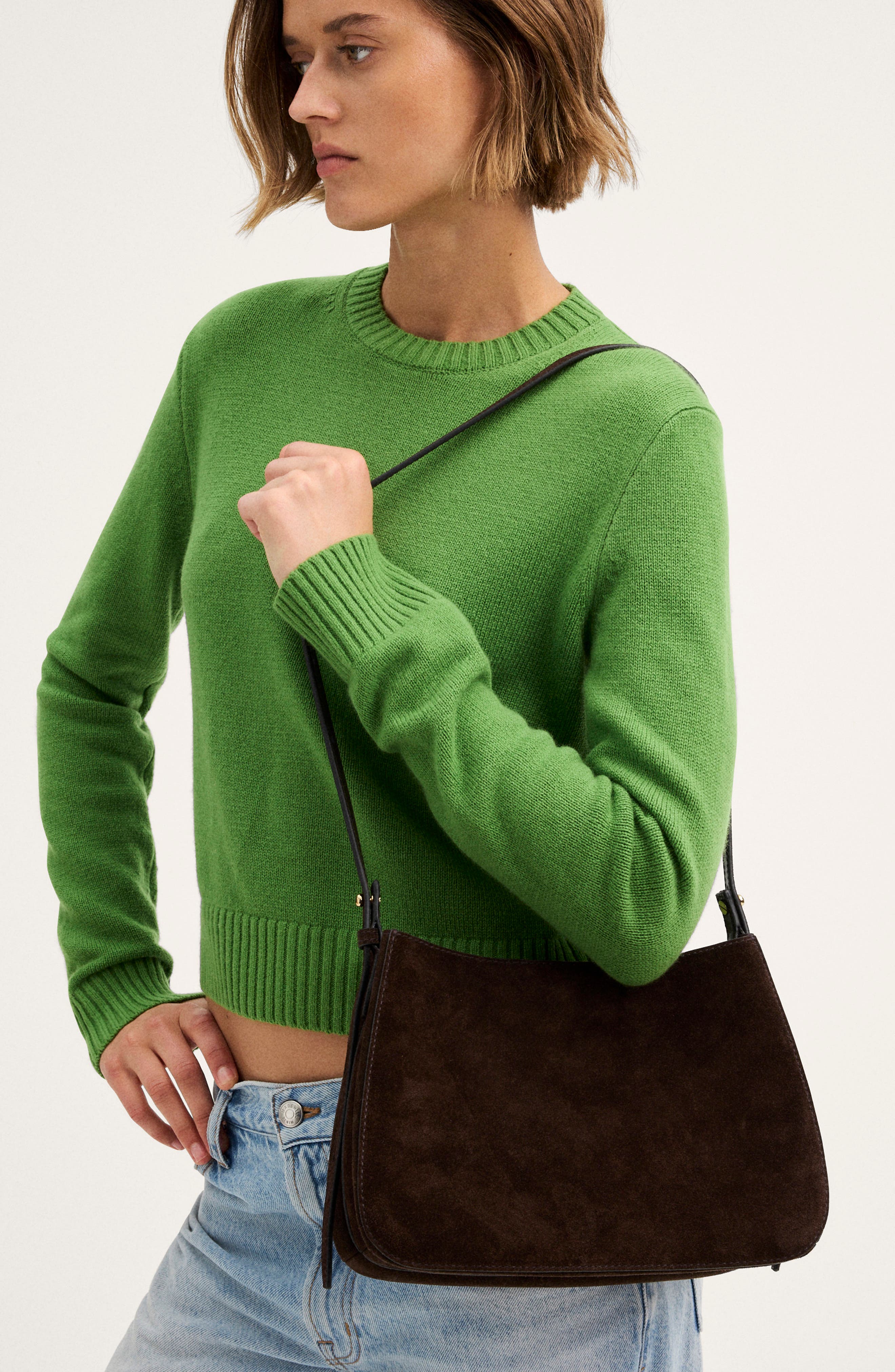 The Lori Suede Shoulder Bag, Alternate, color, DARK CAROB