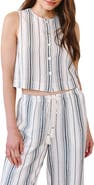 Bella Dahl Stripe Sleeveless Half Placket Crop Pullover