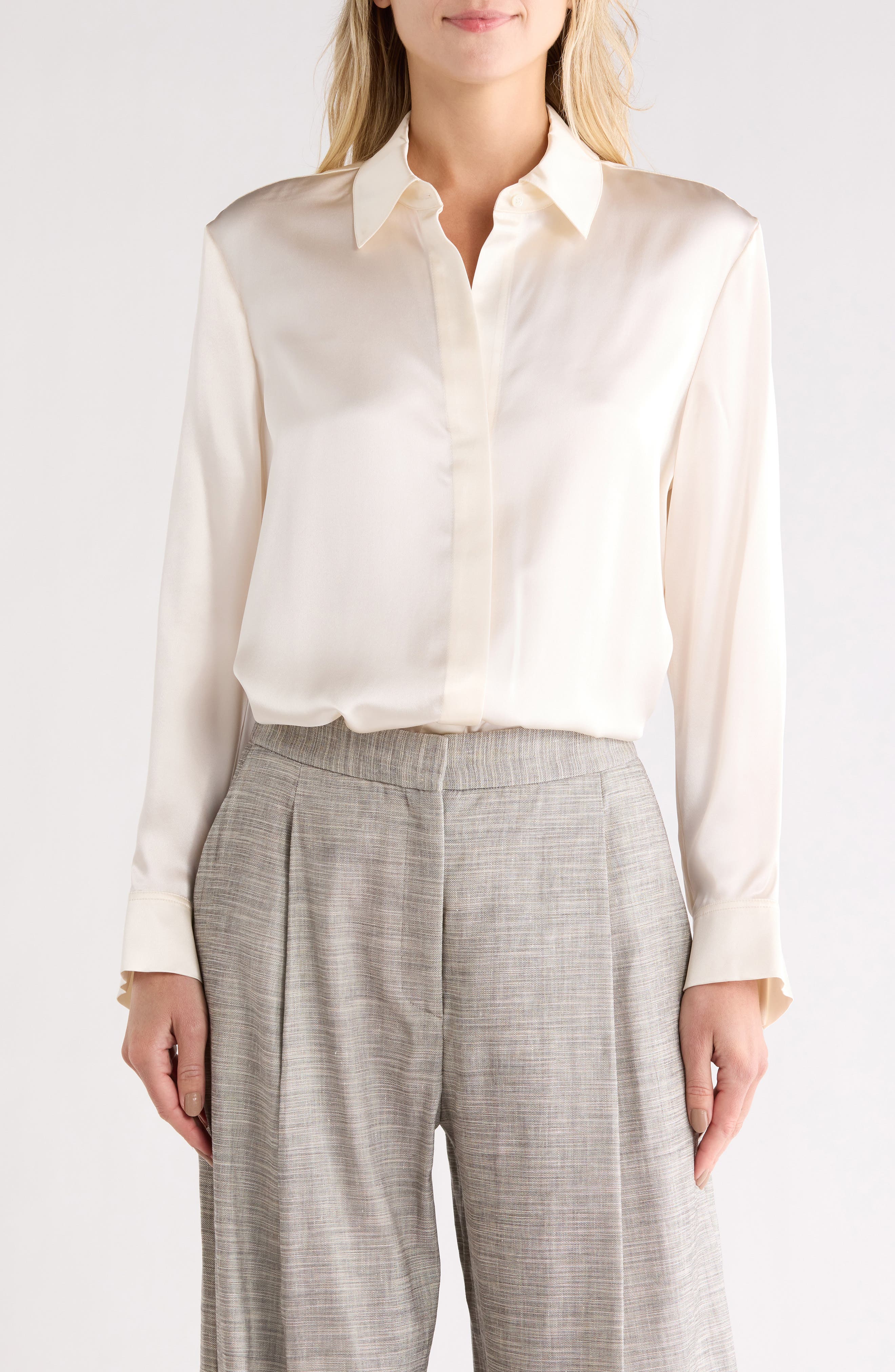 TWP One Morning Silk Satin Button-Up Shirt