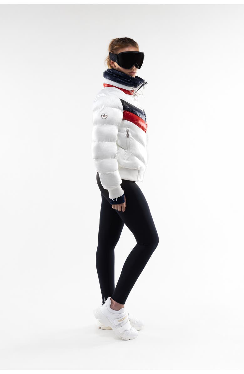 Malibu Ski Club Monogram Racer Jacket, Alternate, color, White