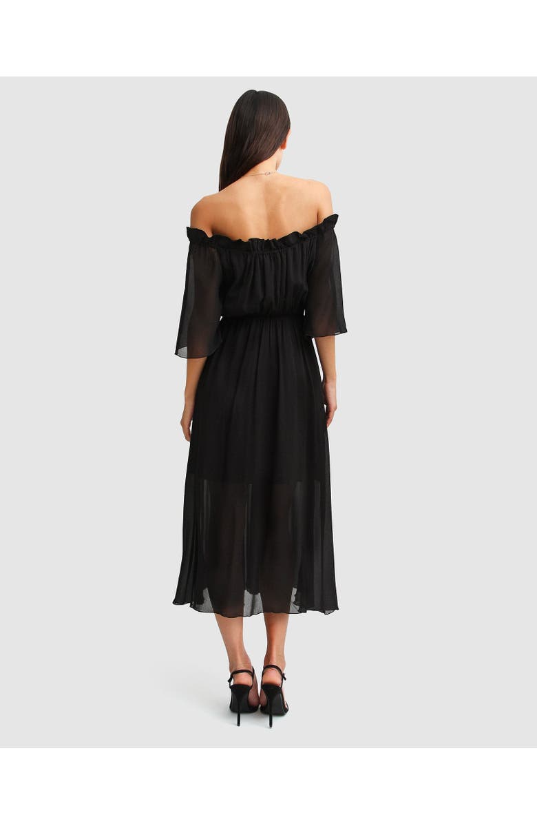 Belle & Bloom Amour Amour Ruffled Midi Dress, Alternate, color, Black