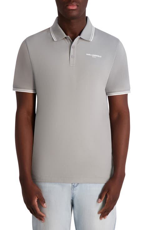 Stripe Tipped Stretch Cotton Polo