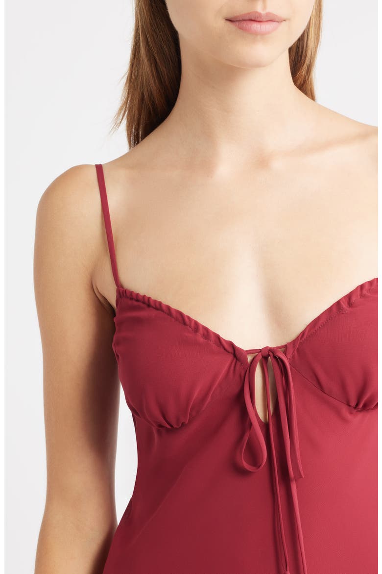 Taylah Lace Trim Mini Slipdress, Alternate, color, BURGUNDY