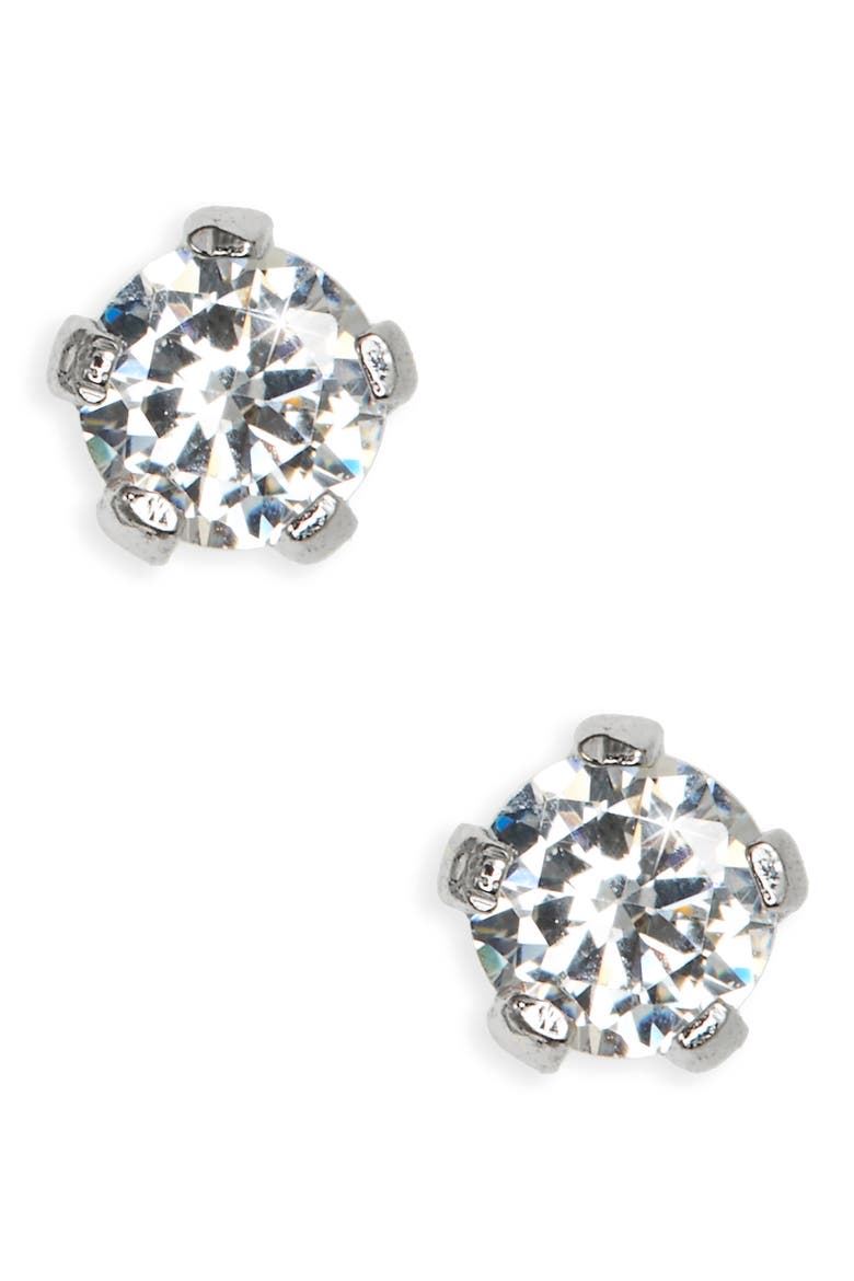 Sterling Silver 3mm Earrings, Main, color, SILVER