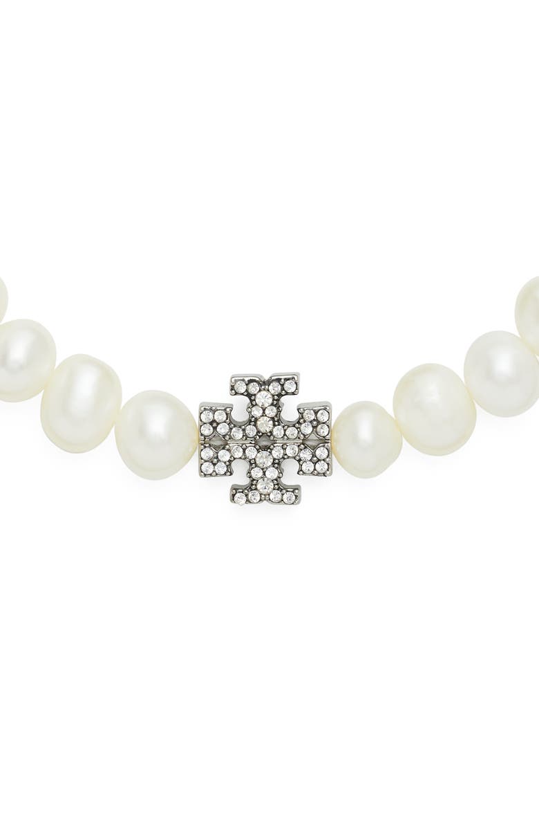 Tory Burch Moondance Pearl and Pavé Bracelet, Alternate, color, Tory Silver / Crystal / Pearl