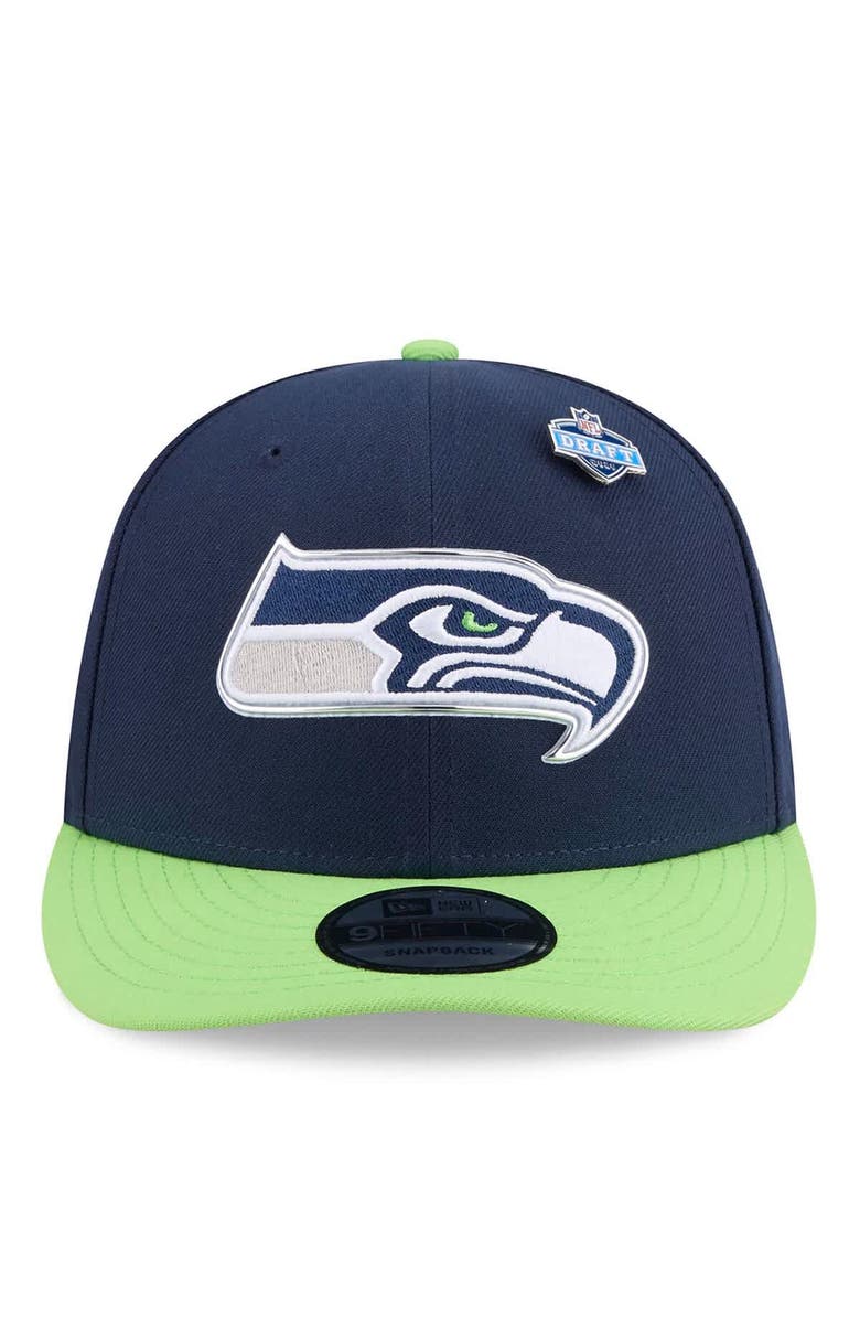 New Era Men's New Era  College Navy/Neon Green Seattle Seahawks 2026 NFL Draft On Stage Pre-Curved 9FIFTY Snapback Hat, Alternate, color, College Navy