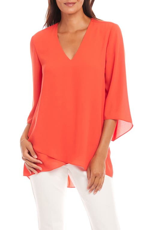 Karen Kane Crossover Hem Asymmetric Top In Bright Orange