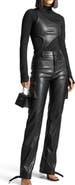 Manière De Voir Leather Overlay High Neck Bodysuit