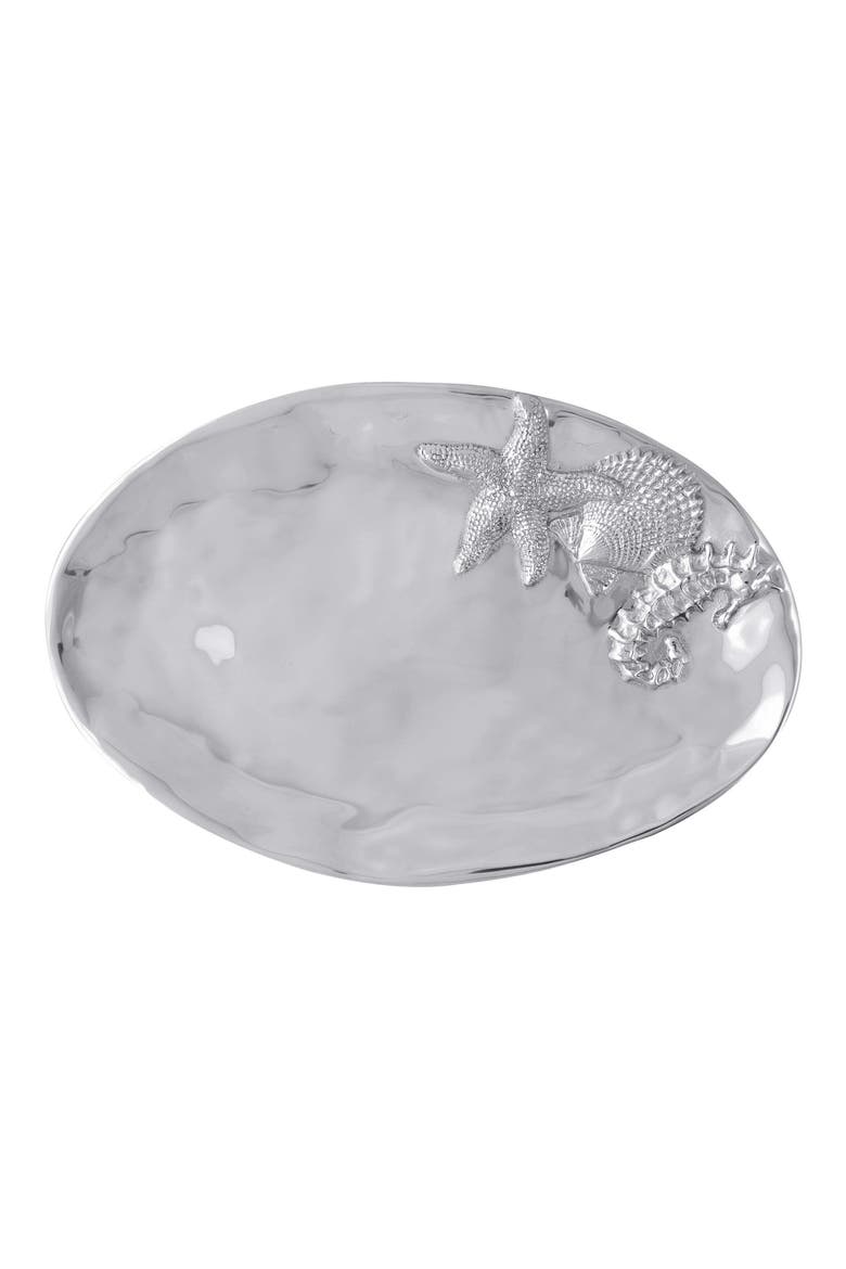 Oval Sea Serving Tray, Main, color, SILVER