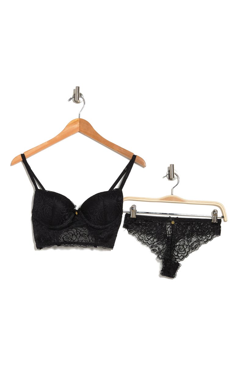 DAISY FUENTES Lace Longline Thong Set, Alternate, color,