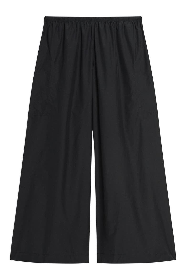 Wide Leg Cotton Blend Crop Pants, Alternate, color, BLACK