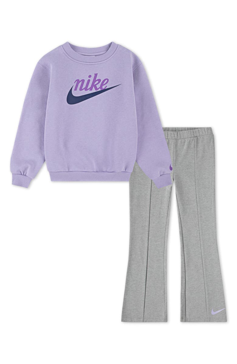 Nike Kids' New Impressions Crewneck Top & Flared Leggings Set, Main, color, Dark Grey Heather