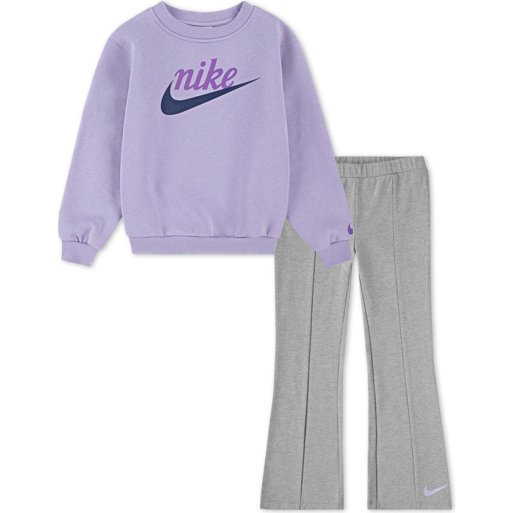 Nike Kids' New Impressions Crewneck Top & Flared Leggings Set In Gray