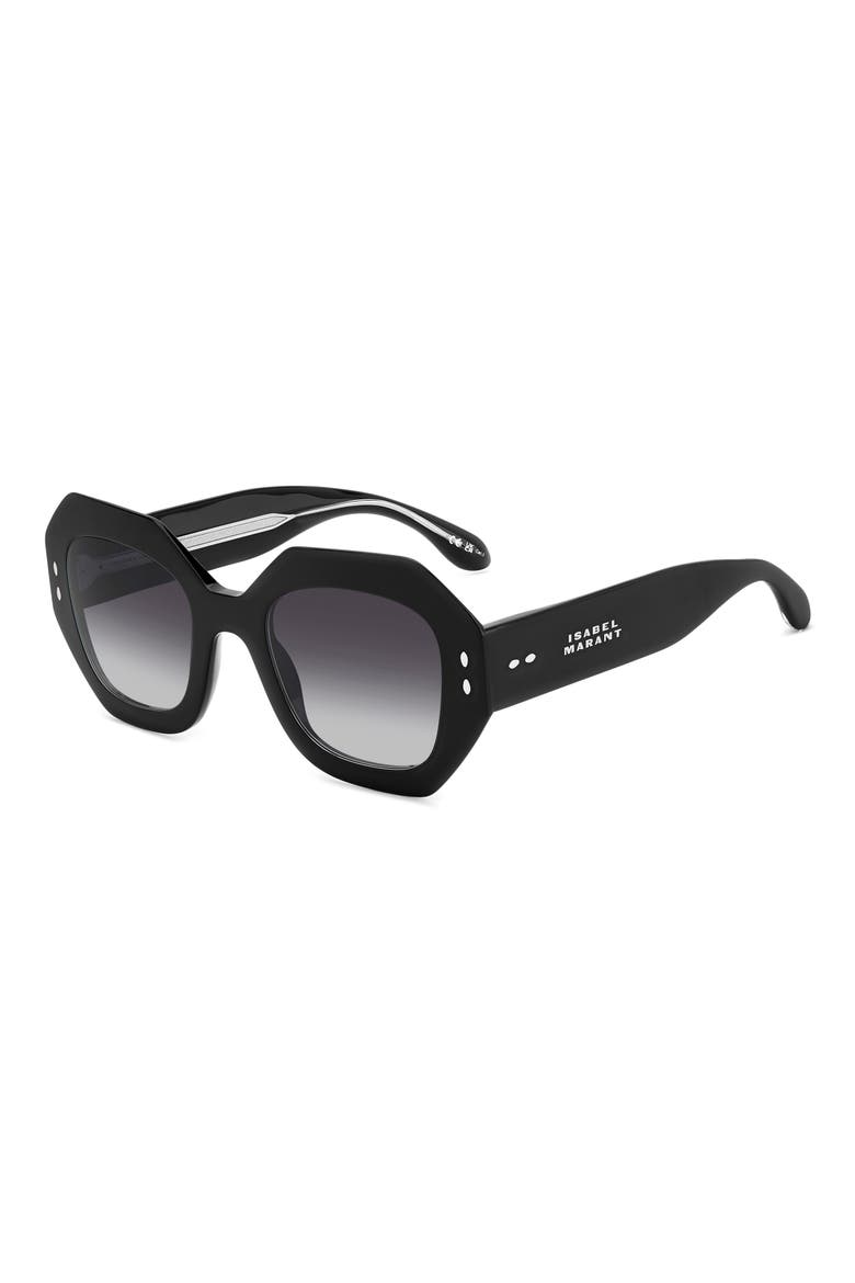 52mm Gradient Geometric Sunglasses, Alternate, color, BLACK/ GREY SHADED