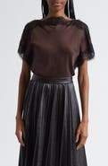 A.L.C. Luna Lace Trim Satin Top