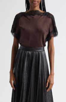 A.L.C. Luna Lace Trim Satin Top