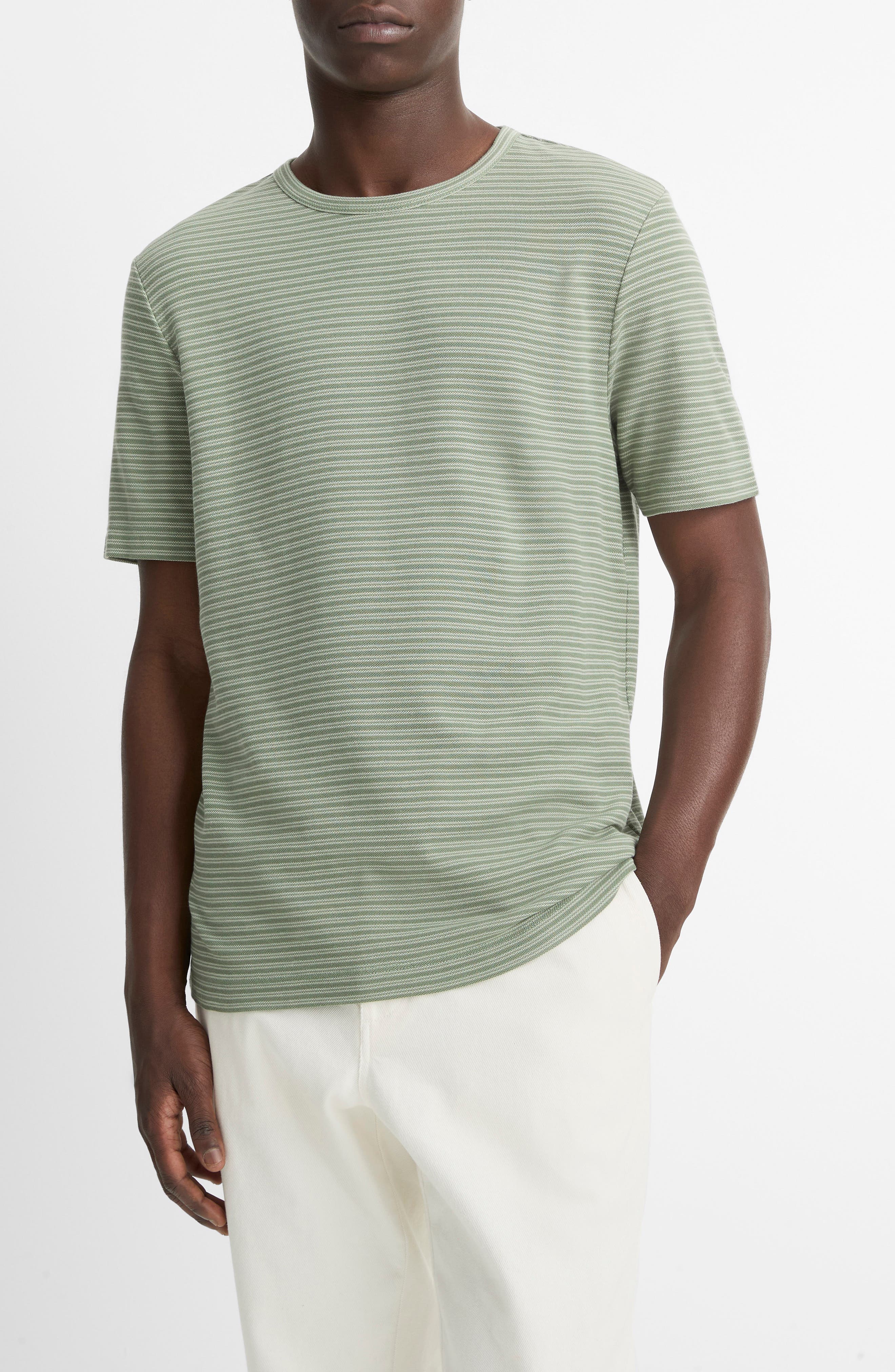 Vince Stripe Pima Cotton Piqué T-Shirt