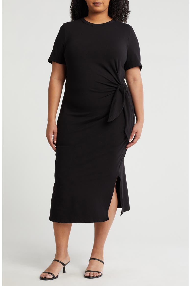 Tie Knot Midi Dress, Main, color, BLACK