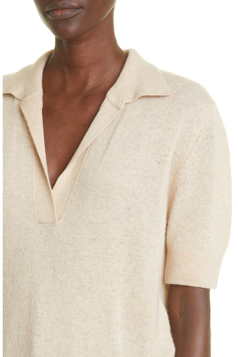 Jo Shrunken Stretch Cashmere Polo Sweater, Alternate, color, BUTTERSCOTCH