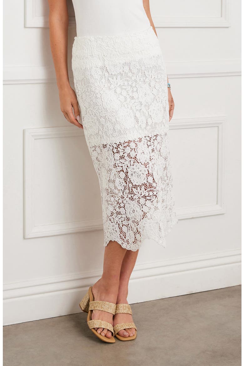 Lace Pencil Midi Skirt, Alternate, color, OFF WHITE