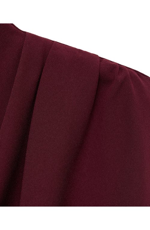 Mango Gathered Crepe Midi Dress In Maroon