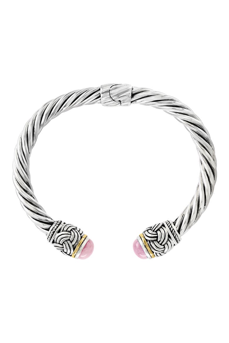 Sterling Silver & 18K Gold Pink Opal Bracelet, Alternate, color, PINK