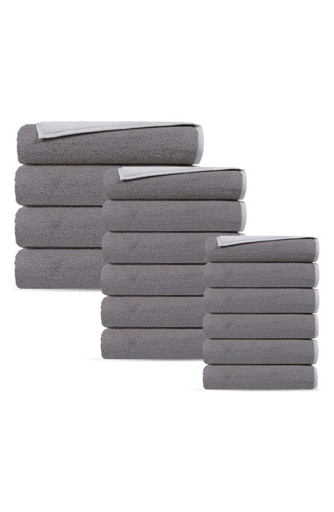 Double Face 16-Piece Turkish Cotton Towels Set