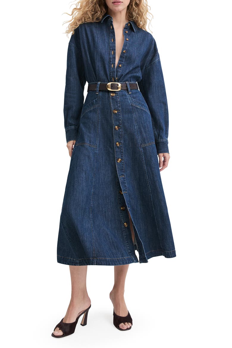 The Lila Denim Maxi Skirt, Main, color, MESA