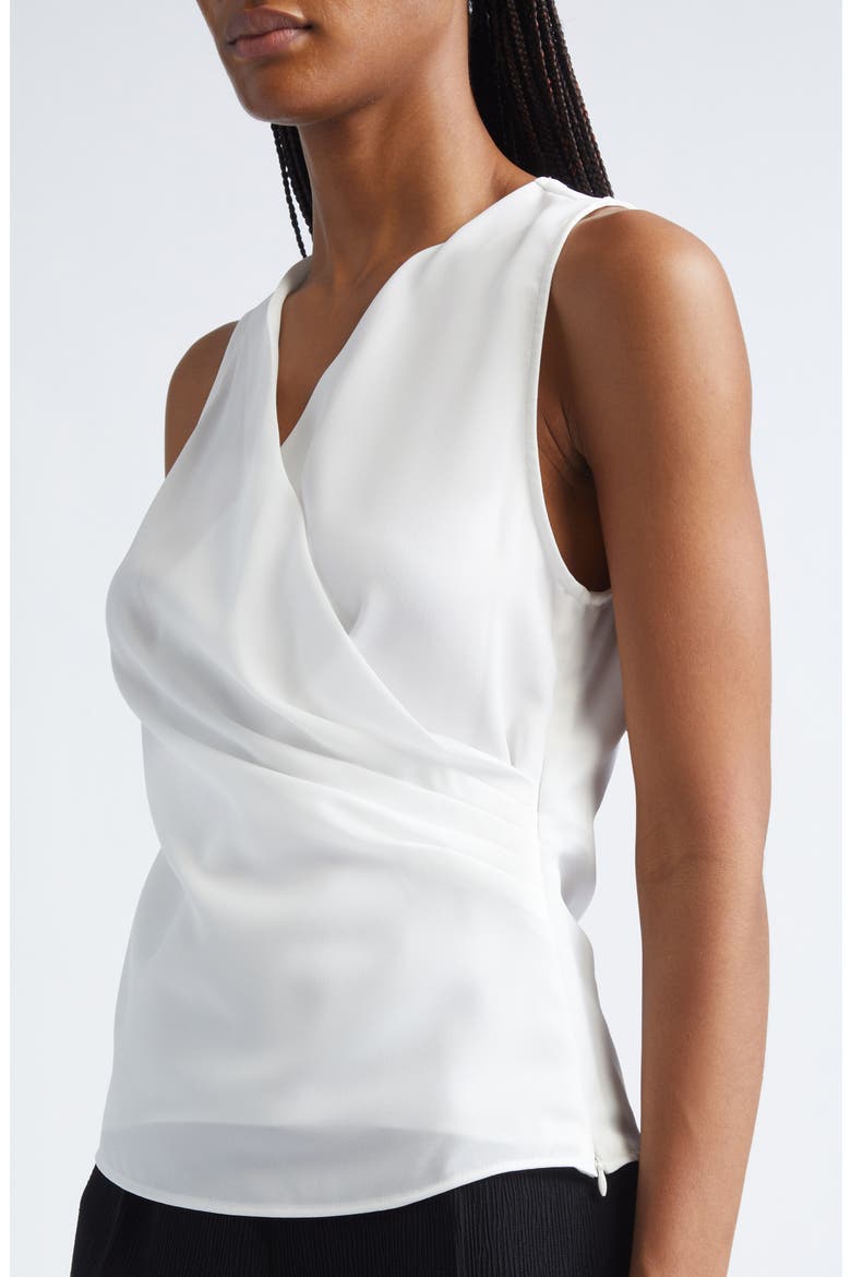 Ruched Sleeveless Wrap Top, Alternate, color, SOLID WHITE