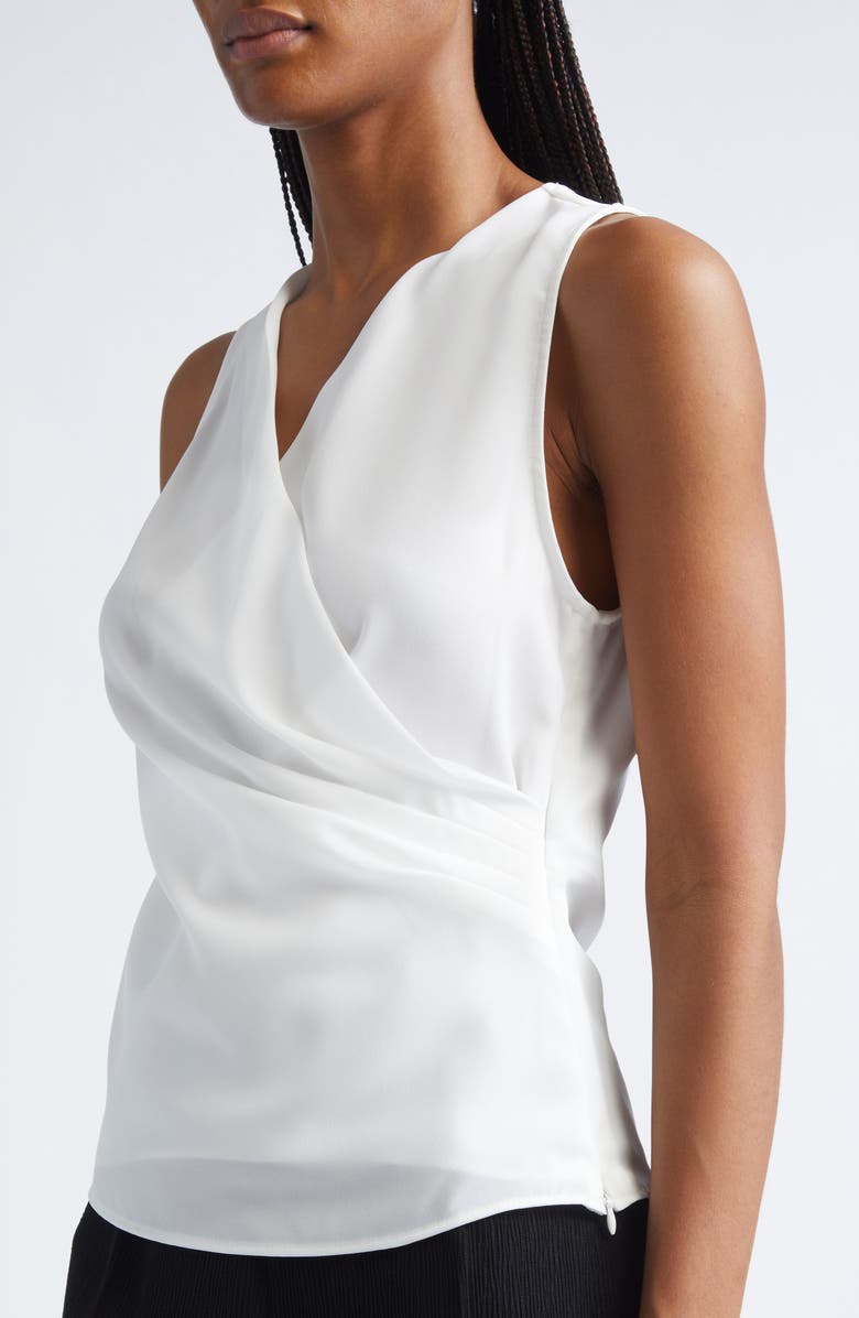 Emporio Armani Ruched Sleeveless Wrap Top, Alternate, color, Solid White
