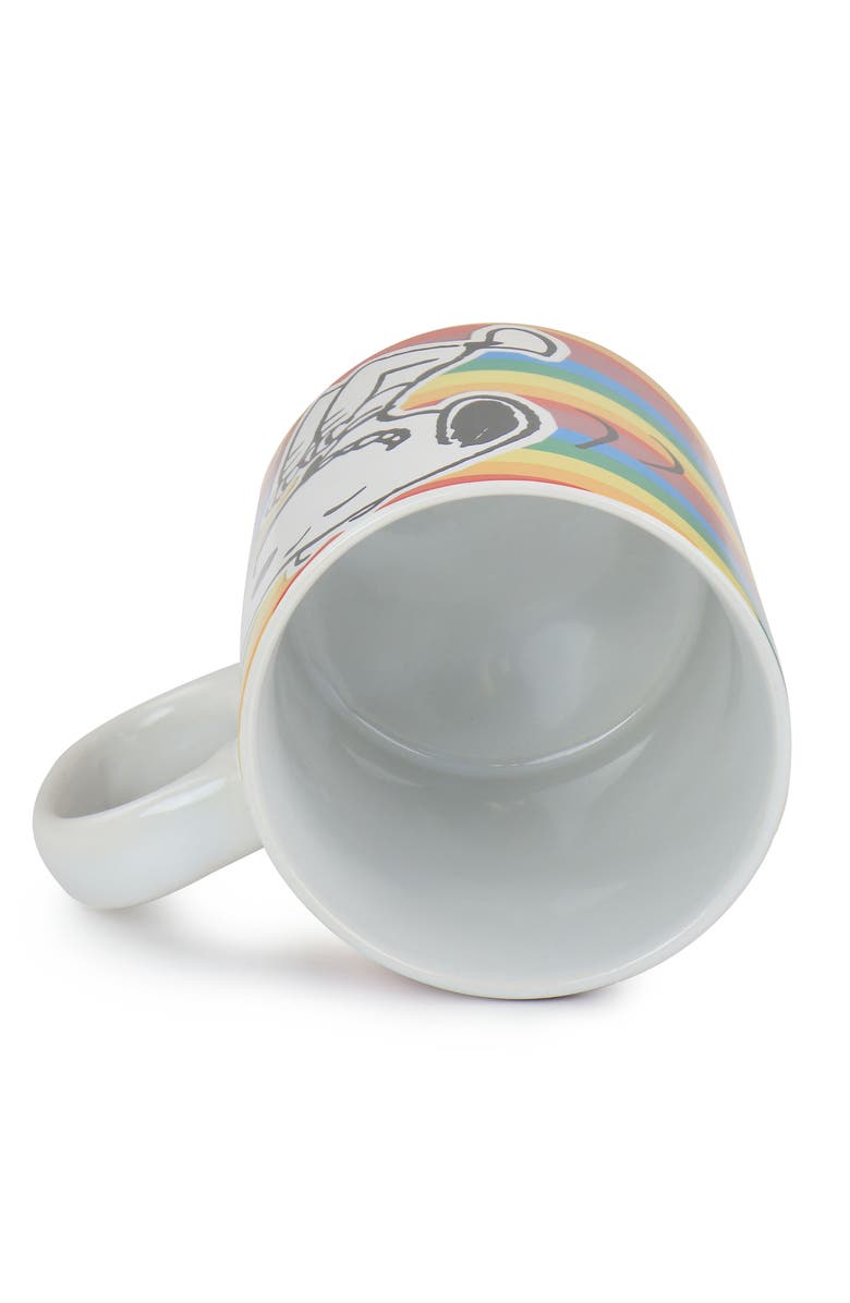 Gibson 70th Anniversary 15oz 4 Piece Stoneware Mug Set in Rainbow, Alternate, color, White