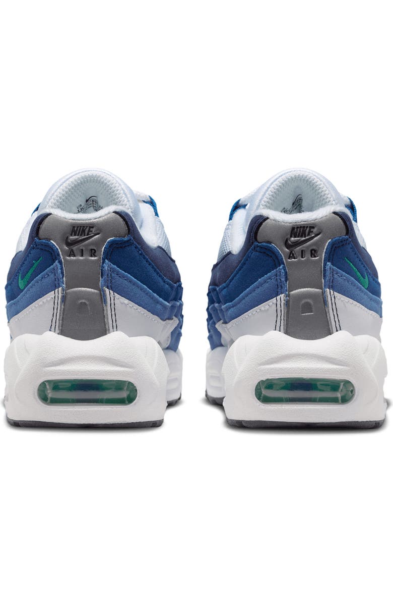 Nike Kids' Air Max 95 Sneaker, Alternate, color, White/ Blue/ Blue/ Green