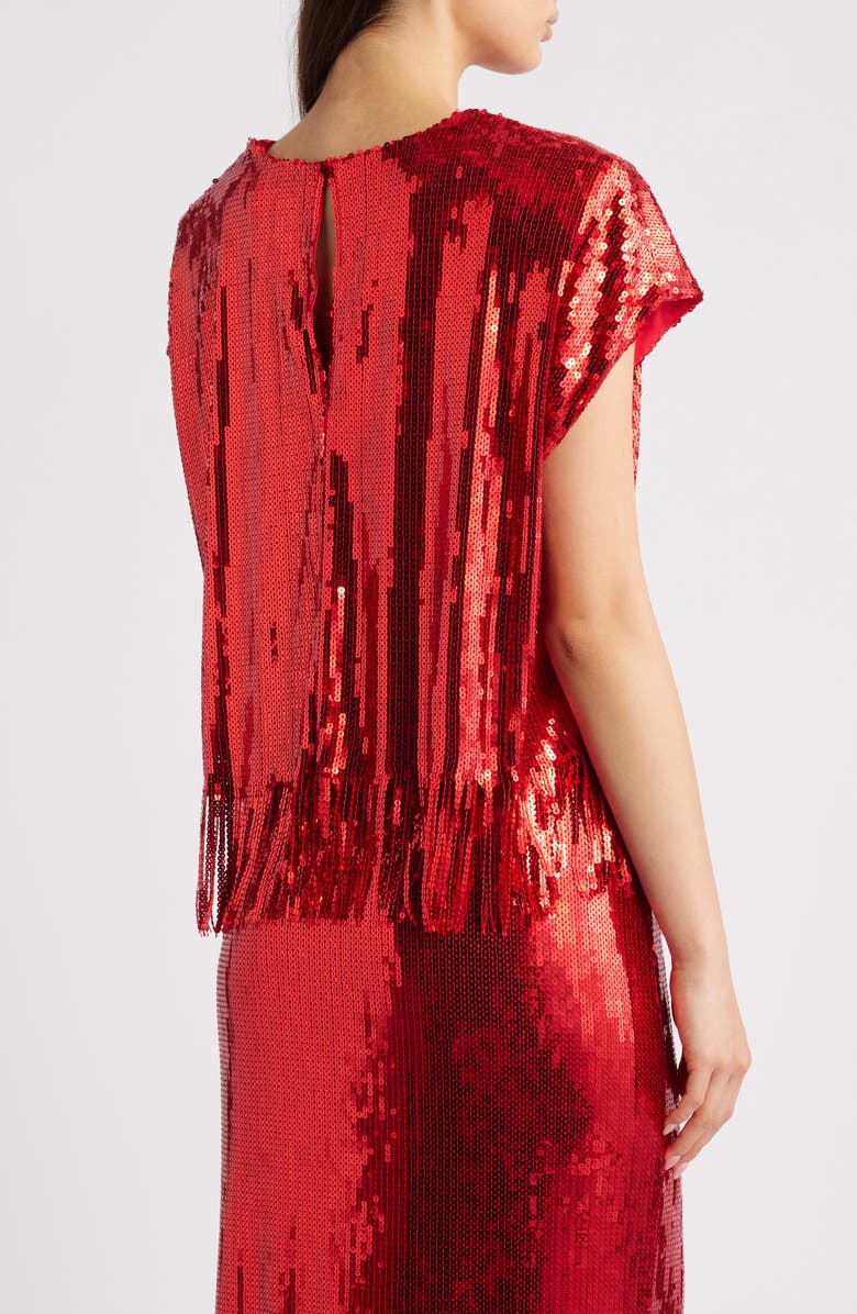 ICHI Ihmollia Sequin Top, Alternate, color, Red