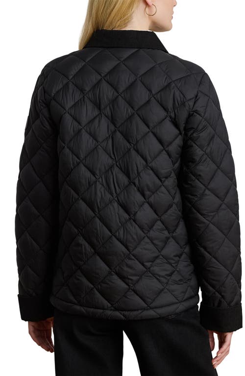 Ralph Lauren Corduroy-trim Quilted Barn Jacket In Black