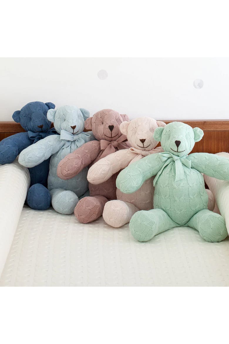 Plush Cable Knit Teddy Bear, Alternate, color, Dark Blue