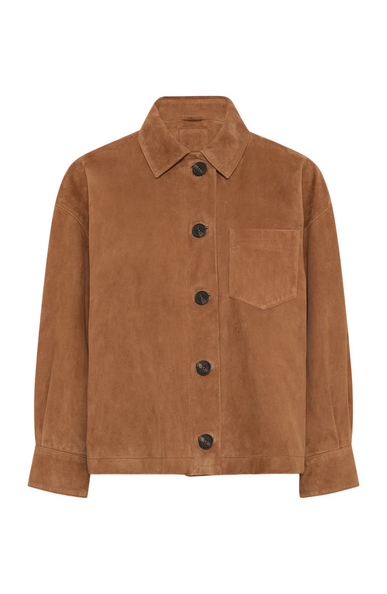 GERARD DAREL Tanael Suede Leather Jacket, Alternate, color, Straw