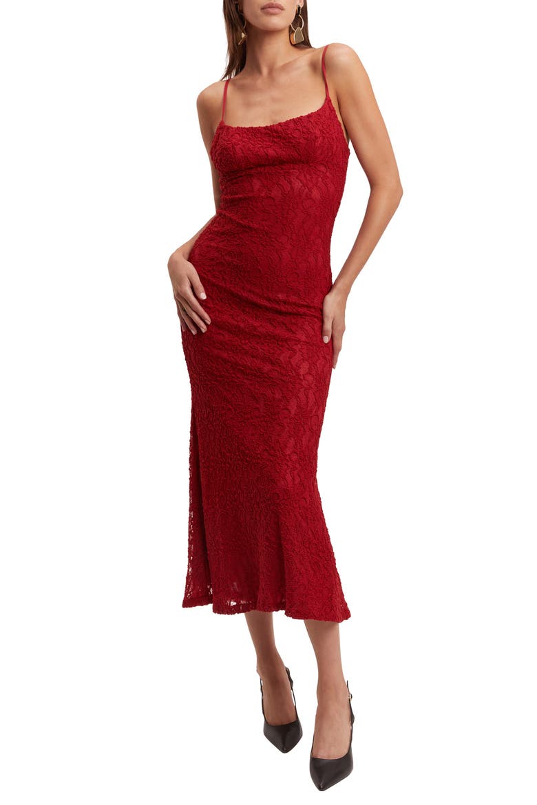 Ruby Lace Sleeveless Midi Dress, Main, color, RED