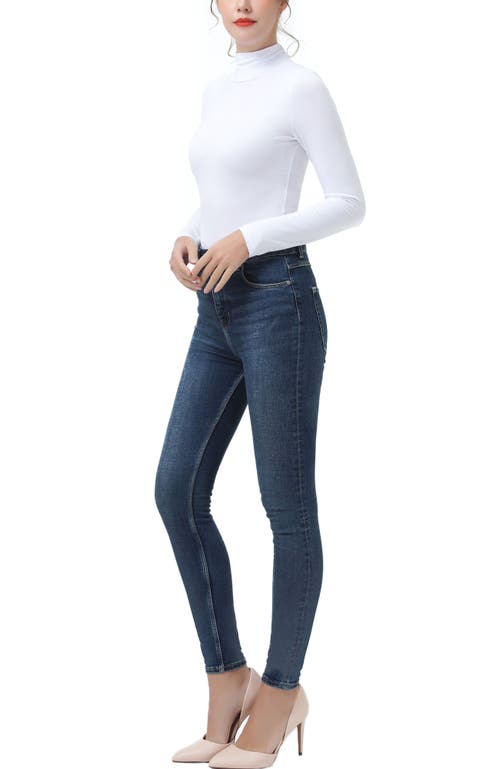 Kimi & Kai Women's Turtleneck Long Sleeve Bodysuit Top In White