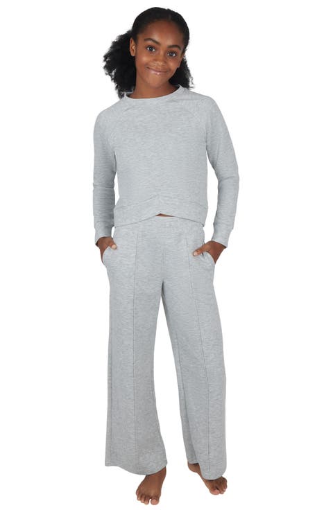 Kids' Scuba Knit Sweatshirt & Wide Leg Pants Set (Big Kid)