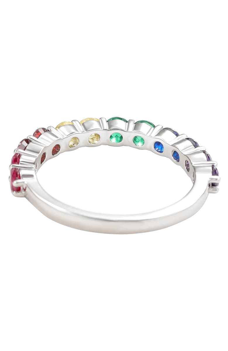 SUZY LEVIAN Sterling Silver Rainbow Cubic Zirconia Half Band Ring, Alternate, color, Rainbow