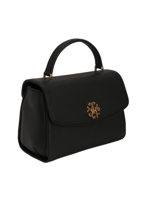 Gorski Top Handle Leather Bag With Crossbody Strap In Black